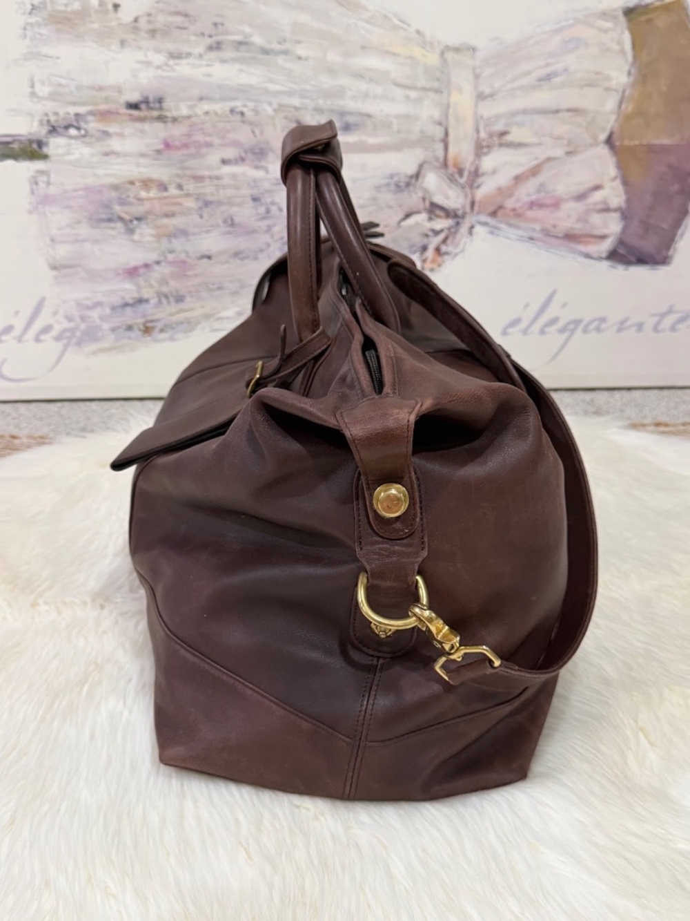 Vintage Coach Brown Leather Large Travel Weekender Duffle Bag Style 0502 - Picture 5 of 16